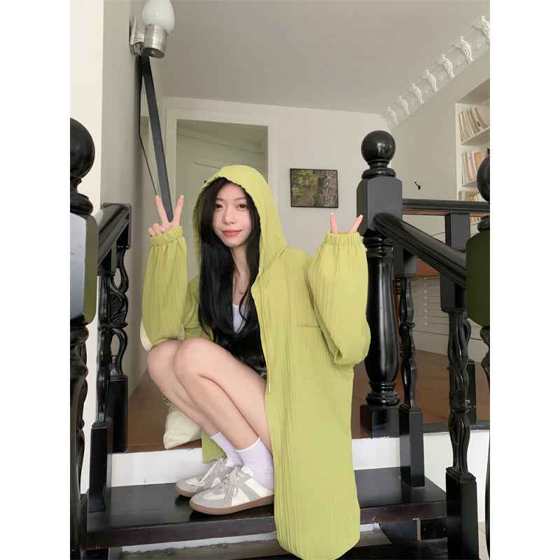 Plus Size Hooded Loose Cardigan – Mid-Length