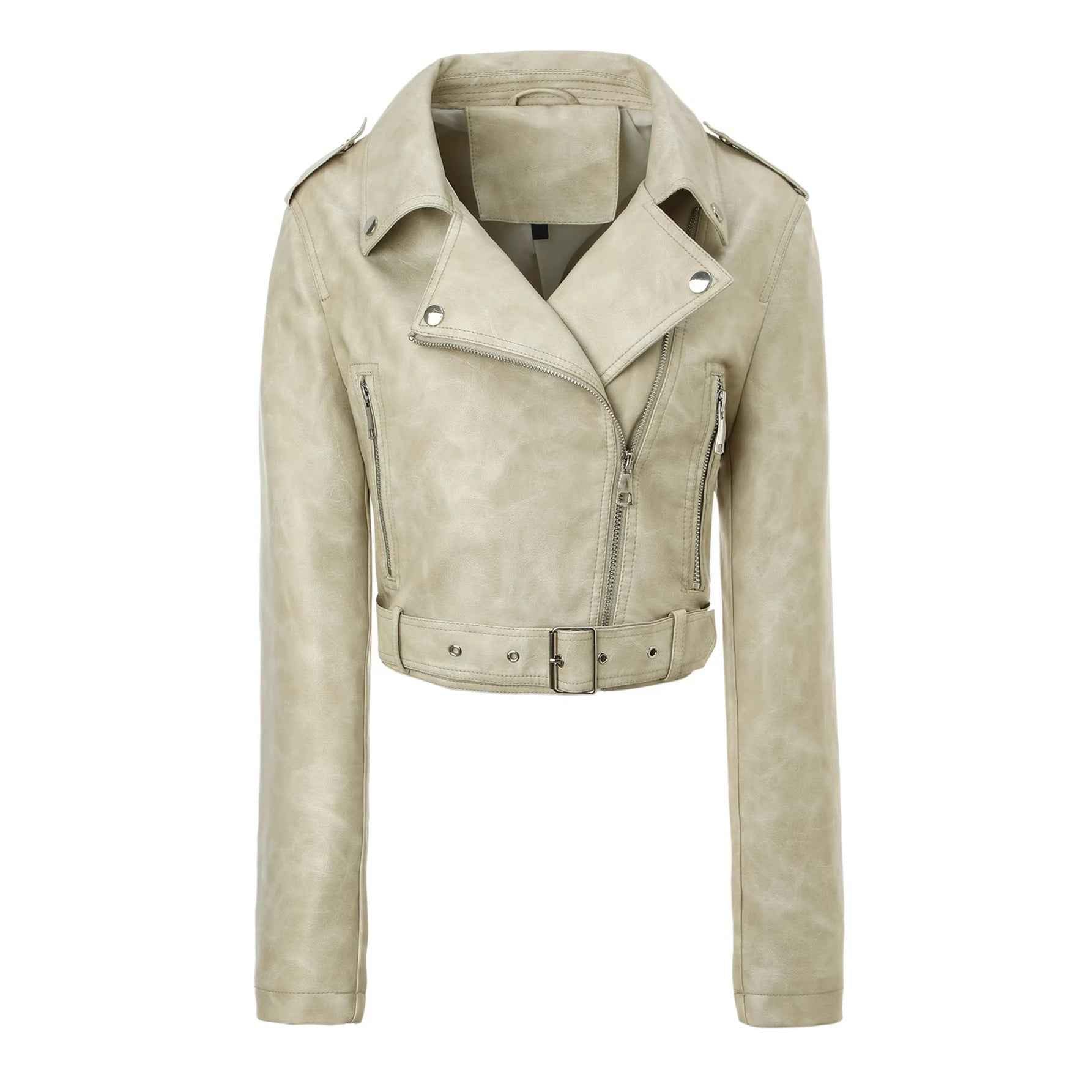 PU Leather Slim-Fit Biker Jacket