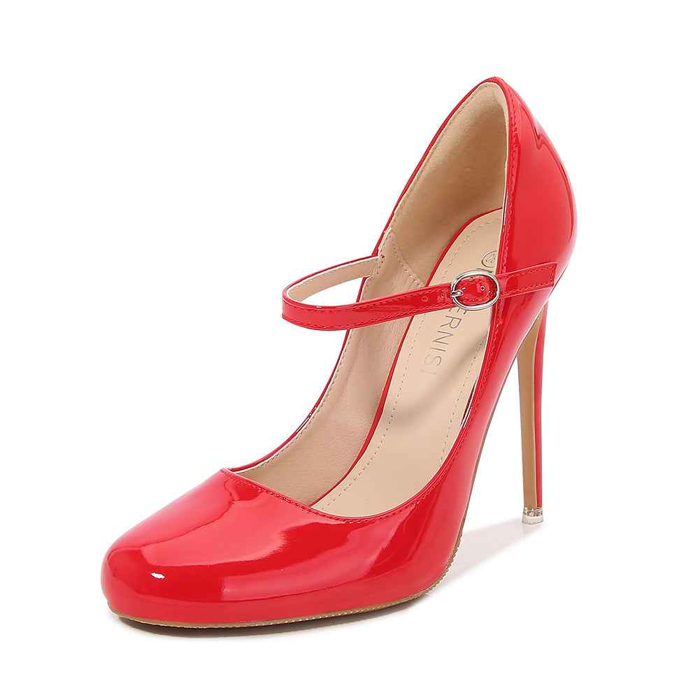 Stiletto Peep-Toe Heels with Ankle Strap
