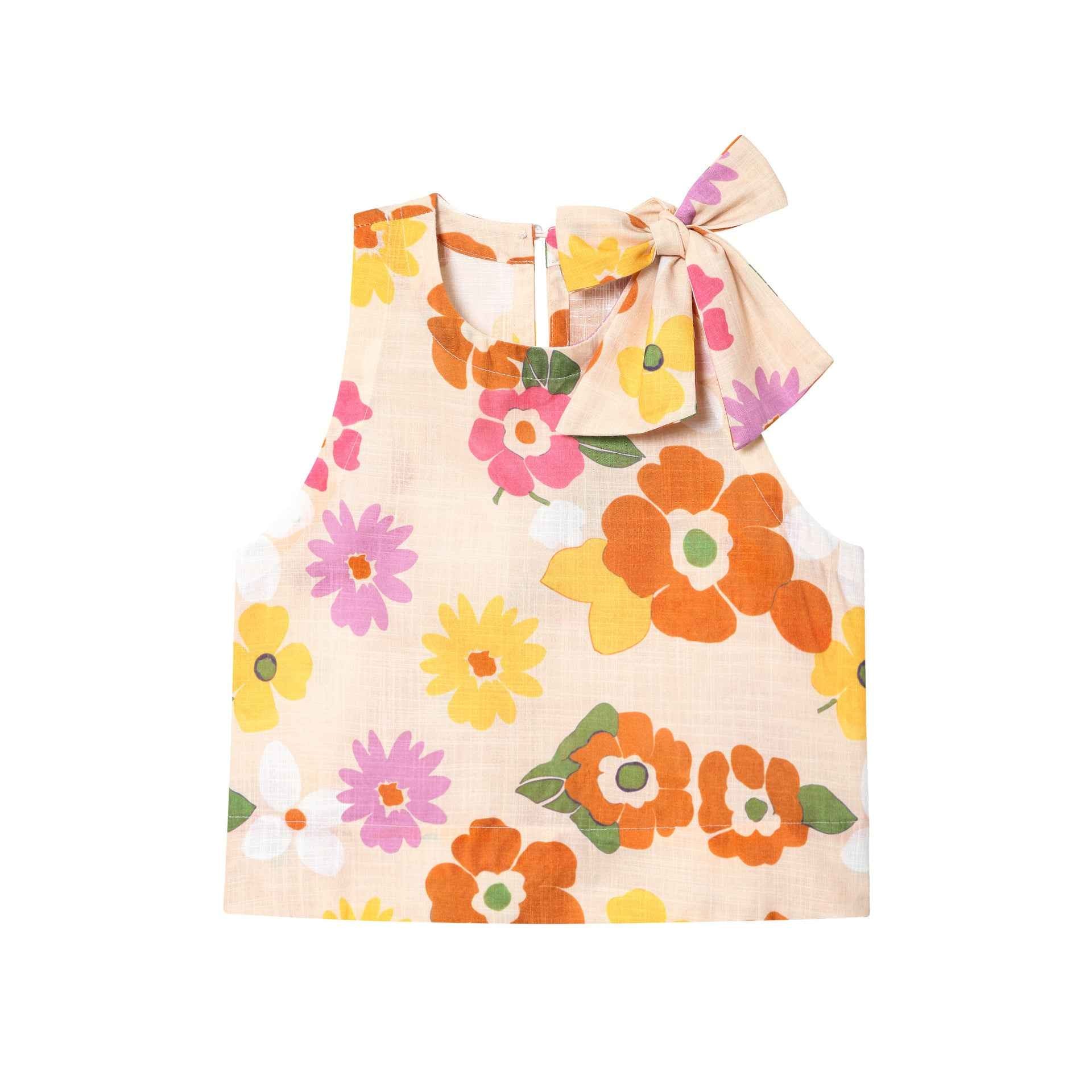 Women's Floral Print Bow-Strap Sleeveless Vest