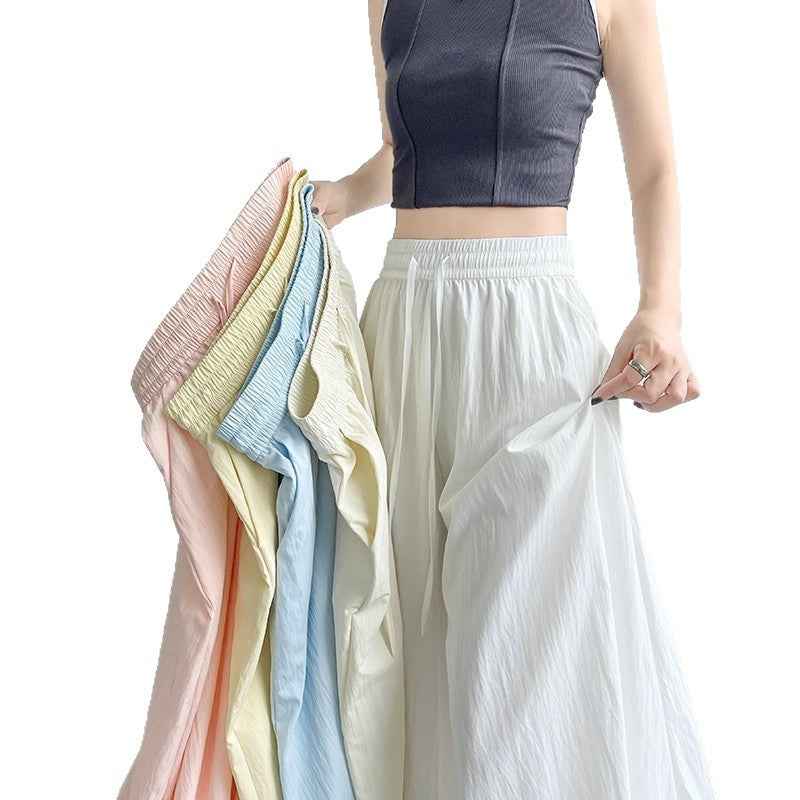Women's High-Waisted Wide-Leg Drawstring Trousers – Lightweight & Relaxed Fit