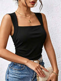 Summer New Square-neck Vest Slim-fit Sleeveless Top