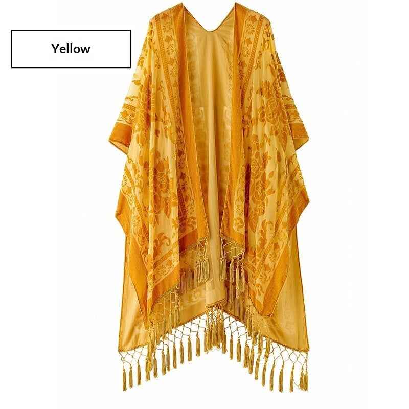 Bohemian Fringed Shawl – Handmade Long Wrap, 19 Colors