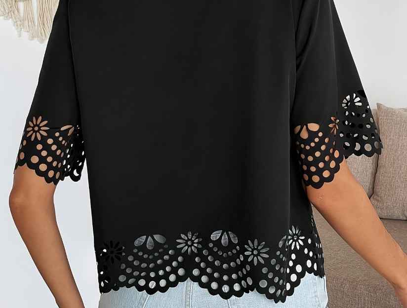 Women's Hollow-Out Lace Detail Top – 3 Colours