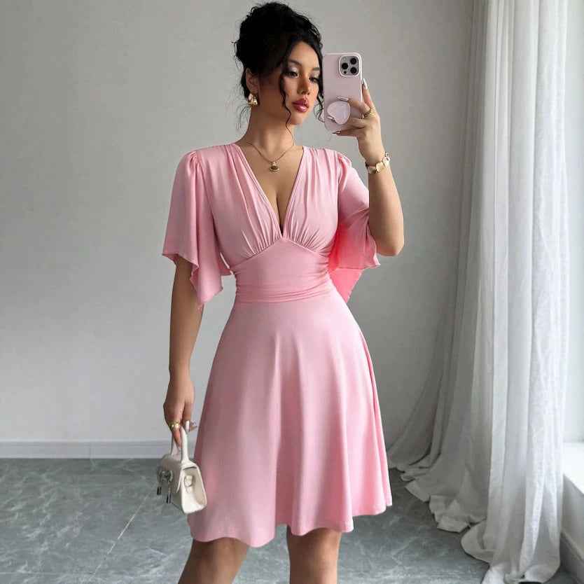 Womens Summer Casual Waist-Cinching Dress