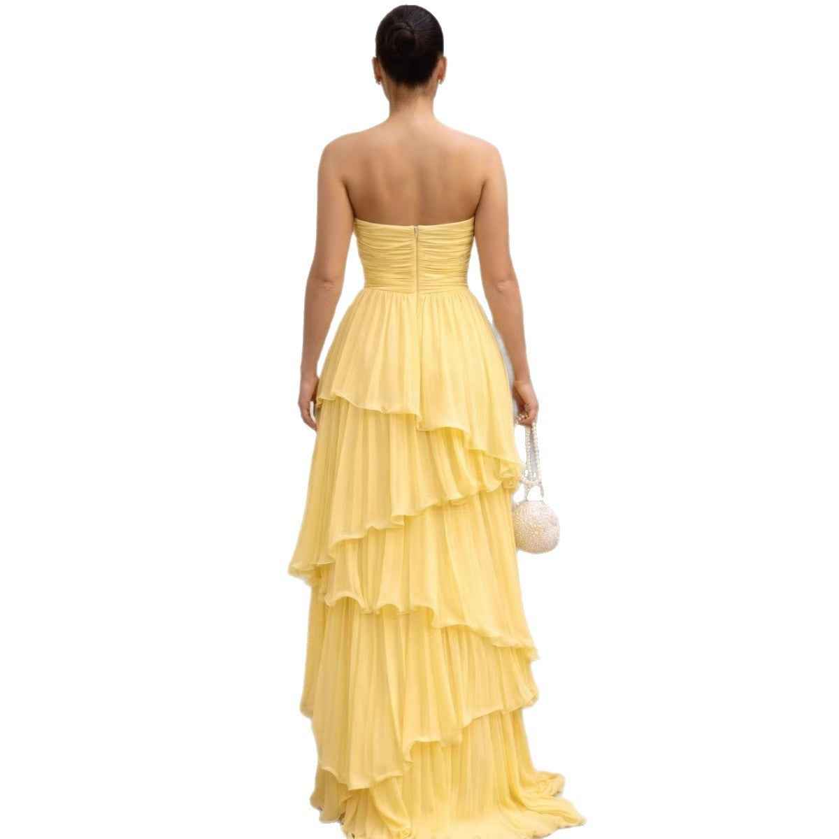 Women's Sleeveless Ruffle A-Line Chiffon Dress