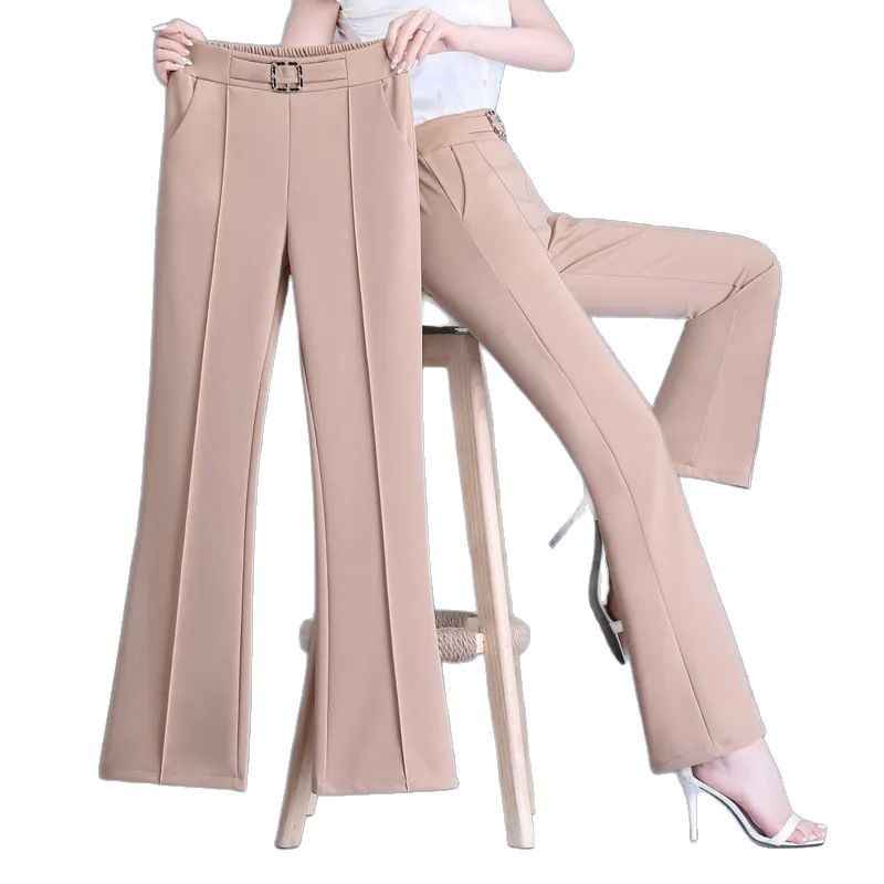 High-Waist Flared Wide-Leg Suit Pants