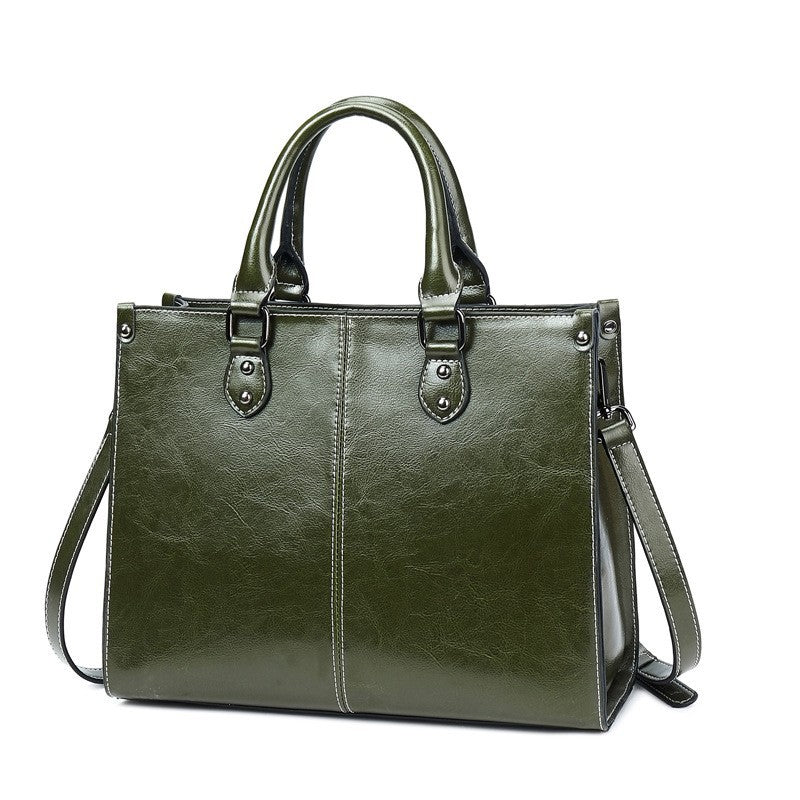 Genuine Leather Crossbody Handbag – European Retro Style