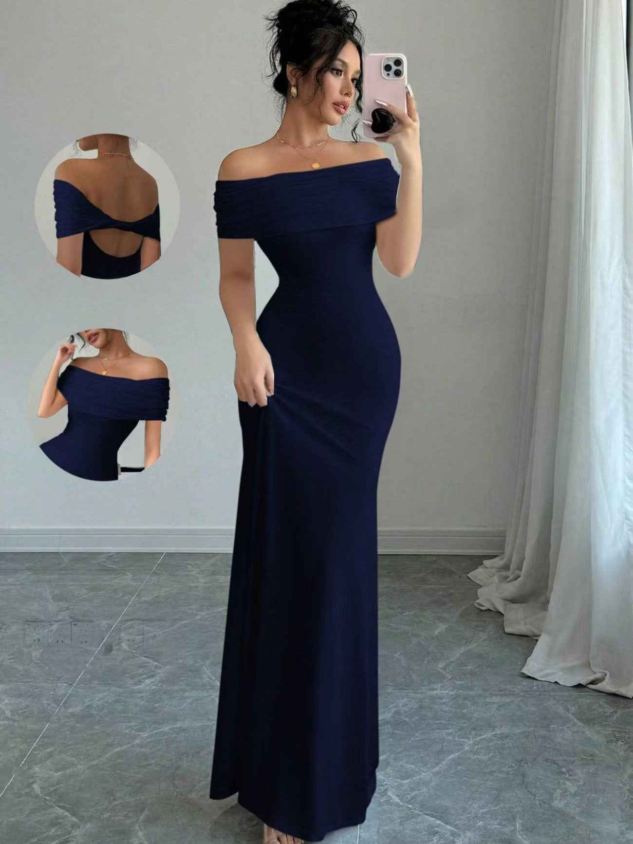 Off-Shoulder Maxi Bodycon Dress — 5 Colours, XS–XXL