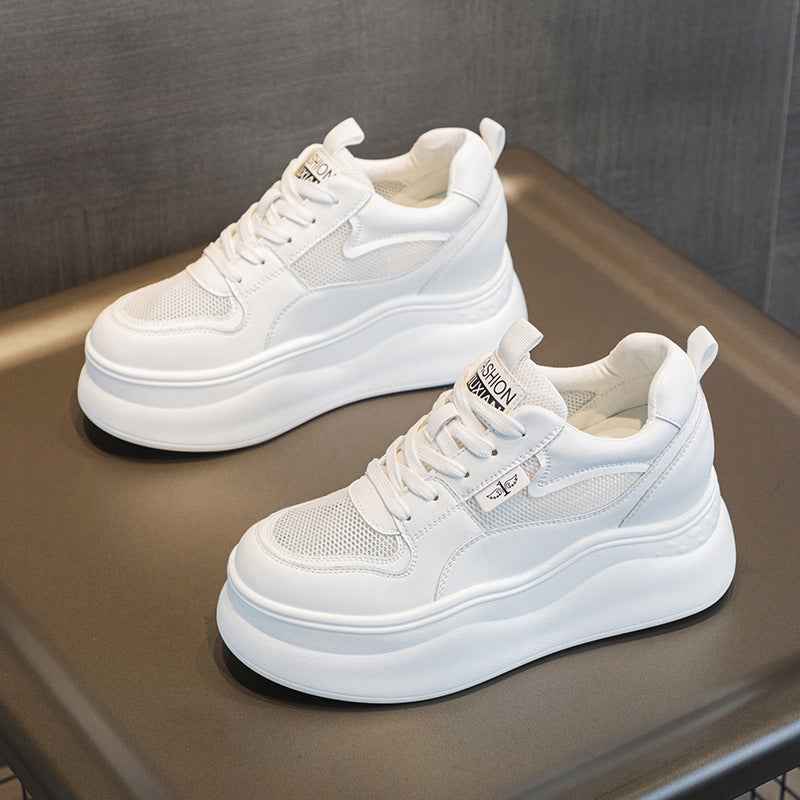 Platform Wedge Sneakers – Hidden Heel Lace-Up