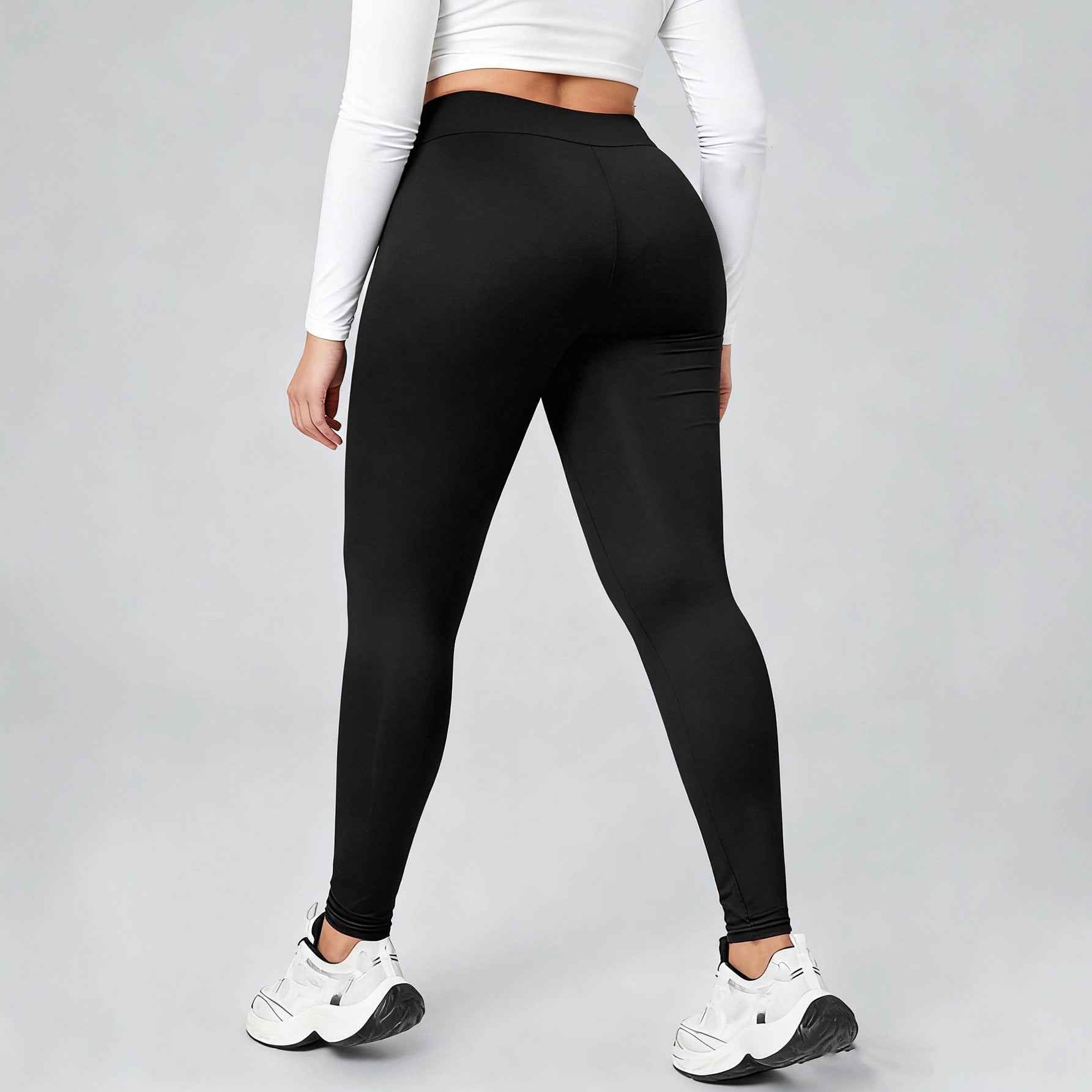 Slim-Fit Full-Length Pencil Leggings — Black, Plus Sizes