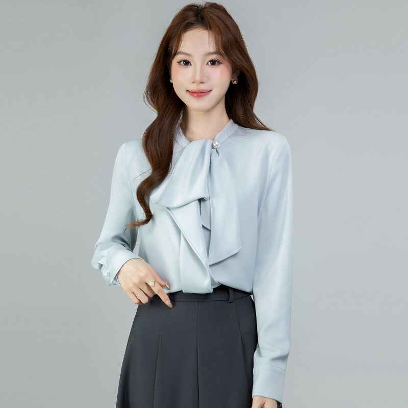 Versatile Bow-Tie Long-Sleeve Shirt