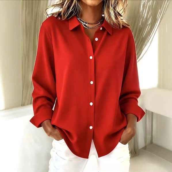 Long Sleeve Women's Shirt – 3D Texture Solid Colour Stretch Top