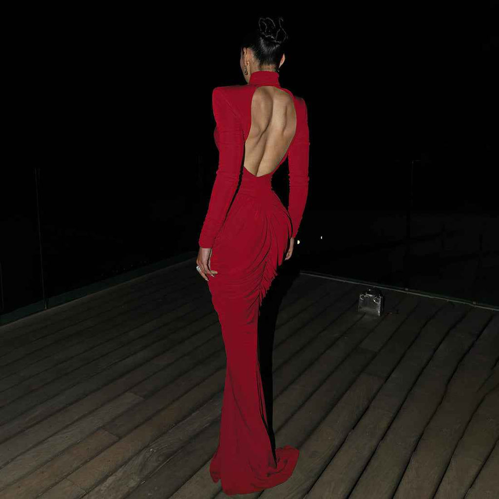 Women's High-Neck Open-Back Mermaid Bodycon Dress