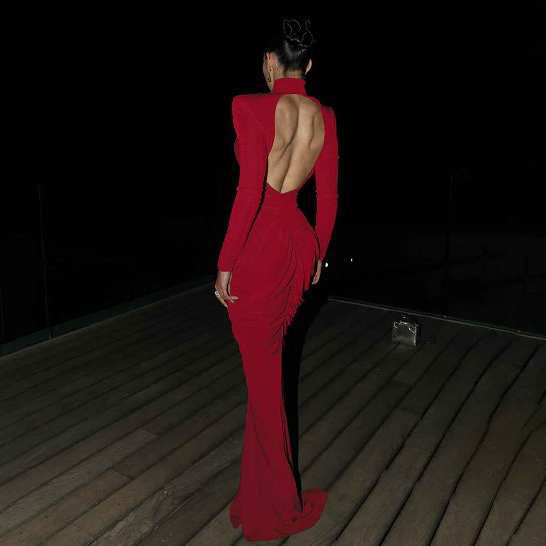 Women's High-Neck Open-Back Mermaid Bodycon Dress