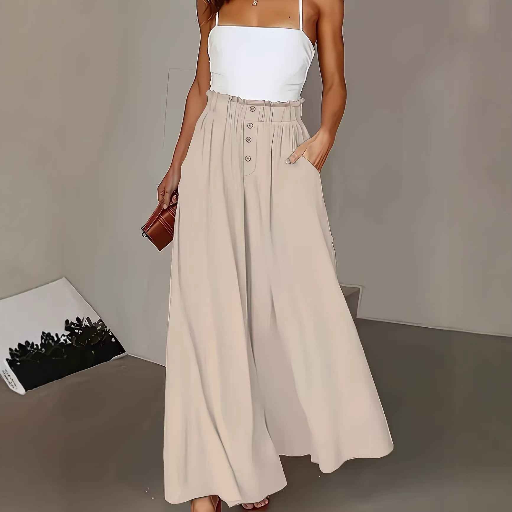 Women's Wide-Leg Culotte Trousers — Elastic Waist, 5 Colours
