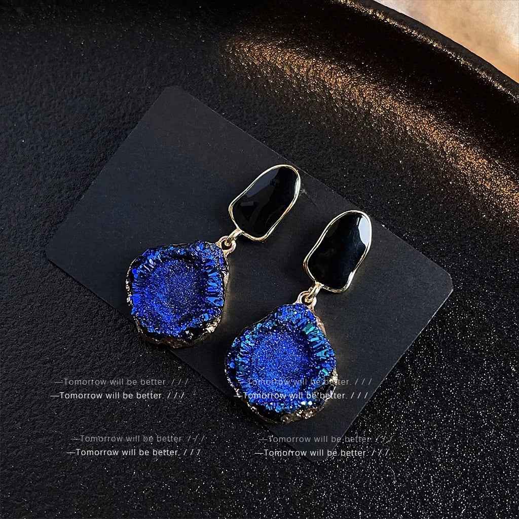 Irregular Klein Blue Enamel Earrings For Women Korean Style Niche Elegant Stud Earrings