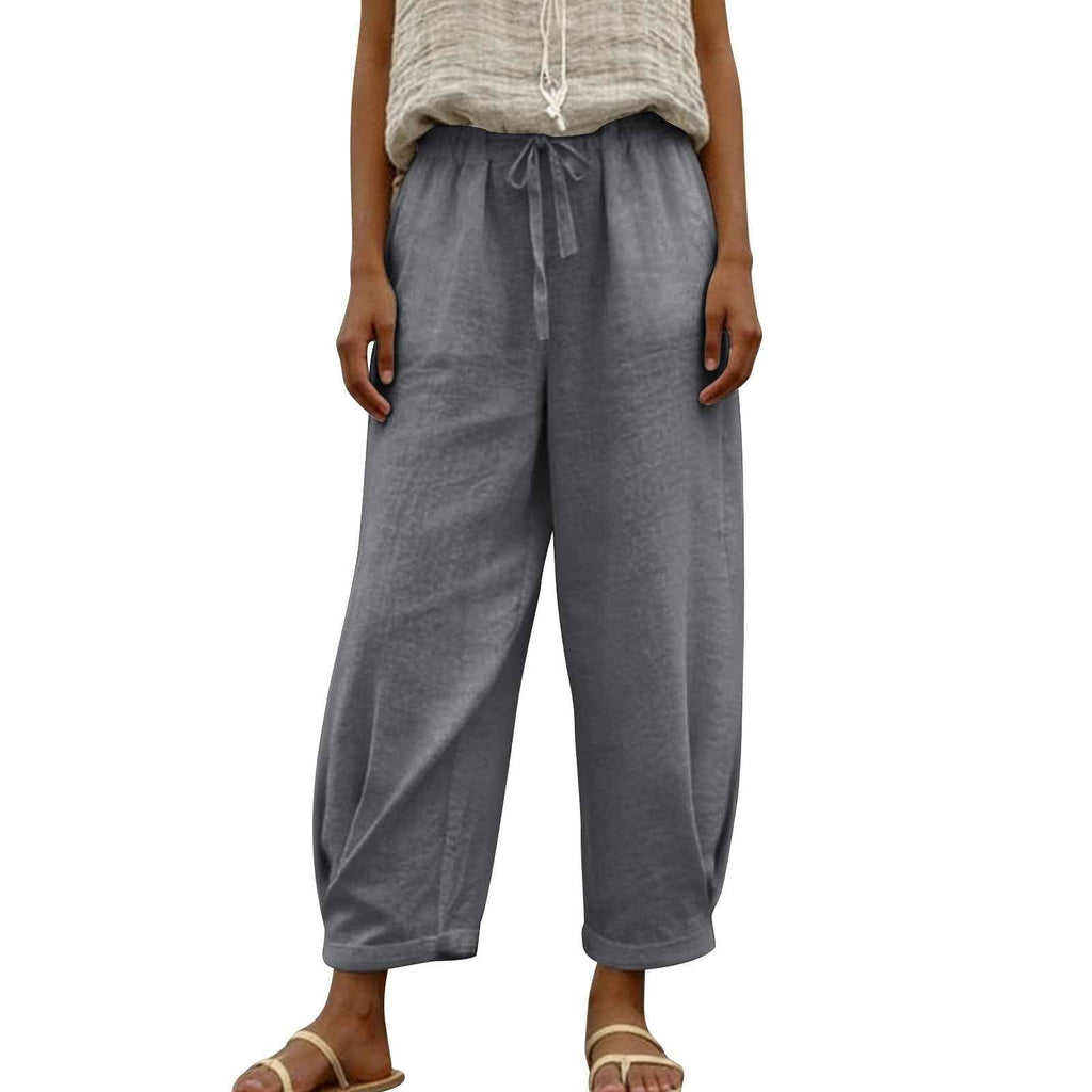 Women's High Waist Cotton-Linen Harem Pants