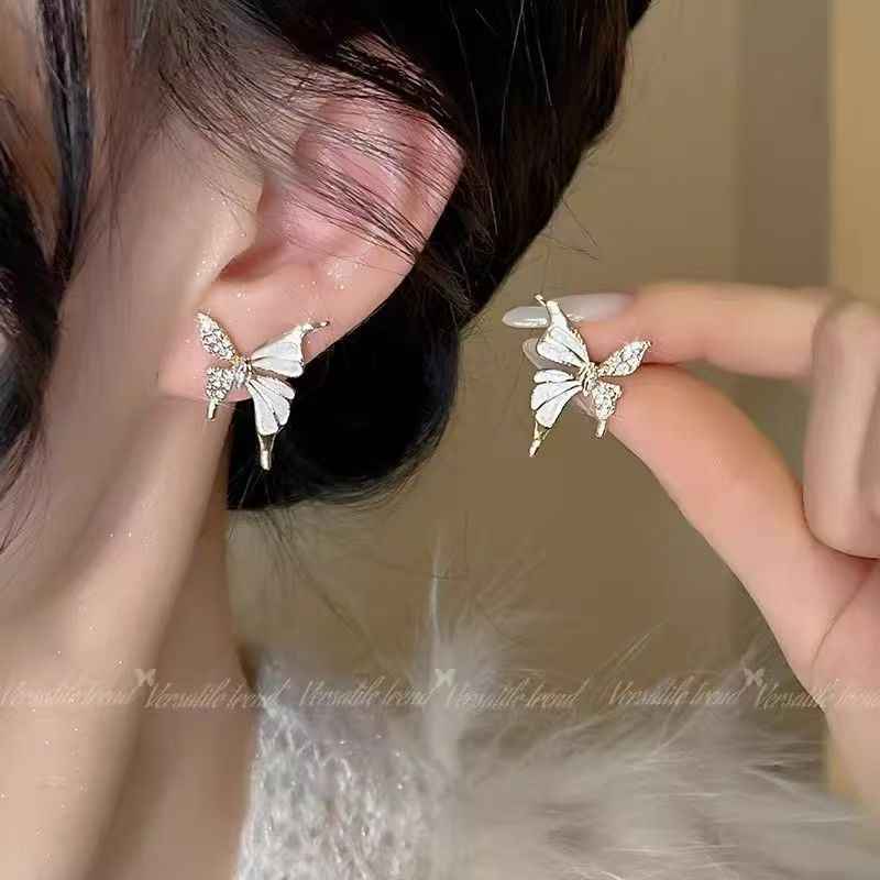 2026 Summer New Hot Luxury Liquid Butterfly Earrings, Niche High-End Elegant Retro Style Women Fashion Ear Jewelry