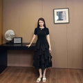 Women's High-Waist Tiered Pleated Midi Dress
