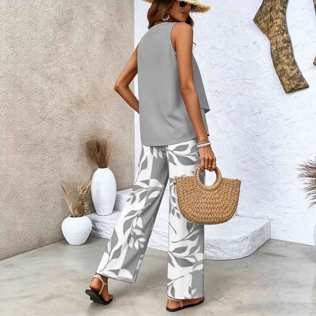 Women's Colour-Block Top & Pants Co-Ord Set — Milk Silk, Korean Casual