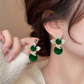 Green Agate Stud Earrings,  New Popular Luxury Dangle Earrings For Women