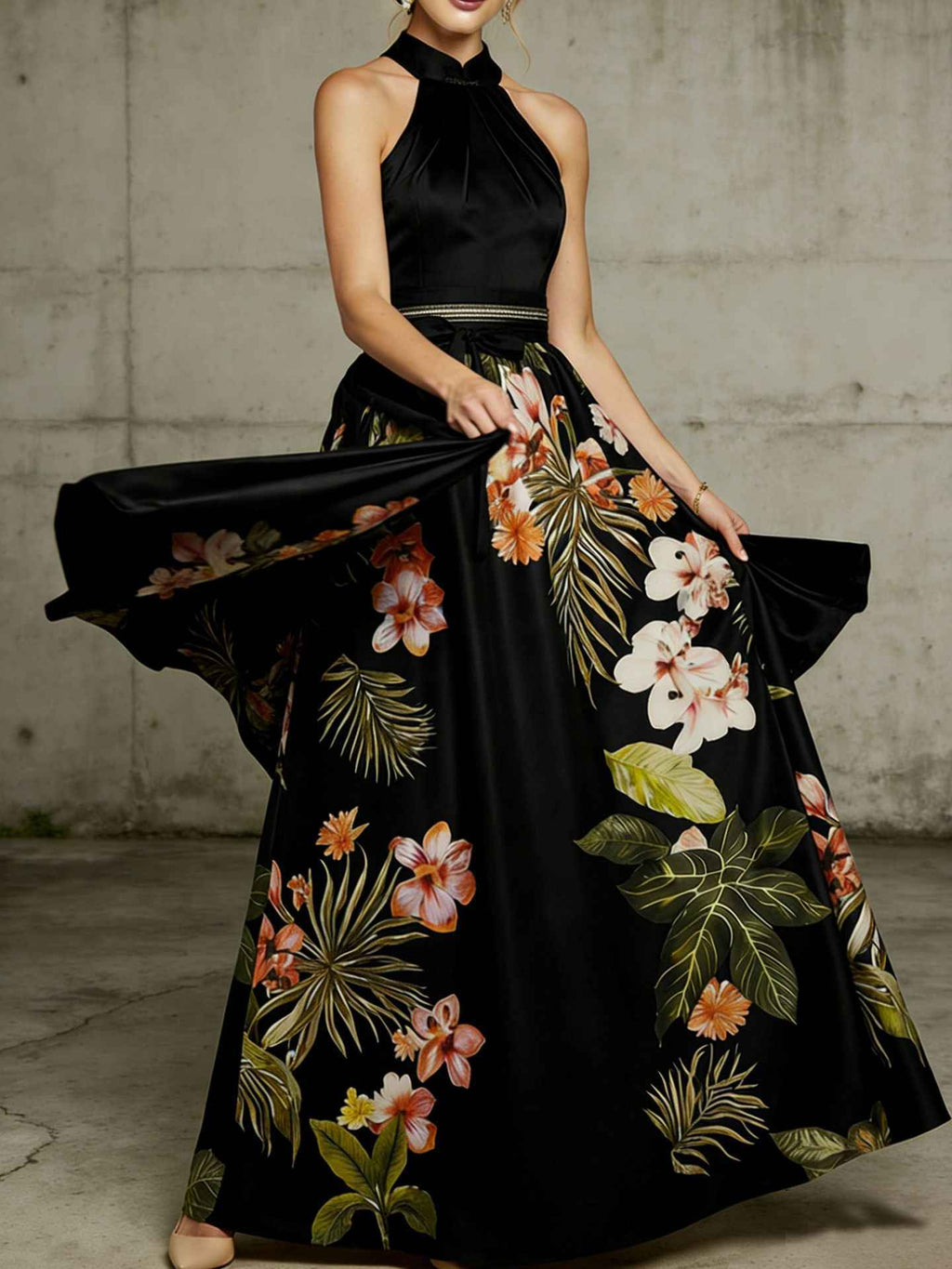 Women's Floral Print Sleeveless A-Line Maxi Dress — 4 Colours, S–XL
