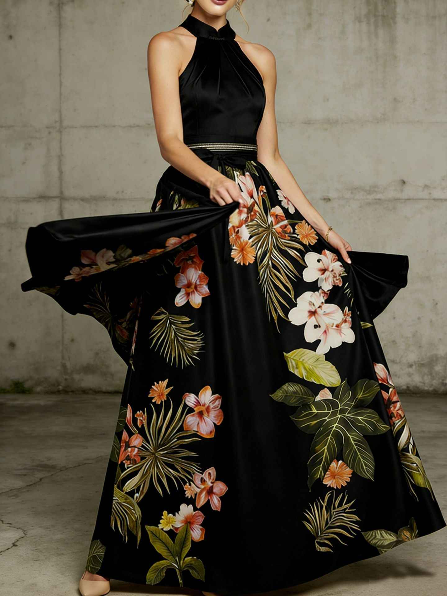 Women's Floral Print Sleeveless A-Line Maxi Dress — 4 Colours, S–XL