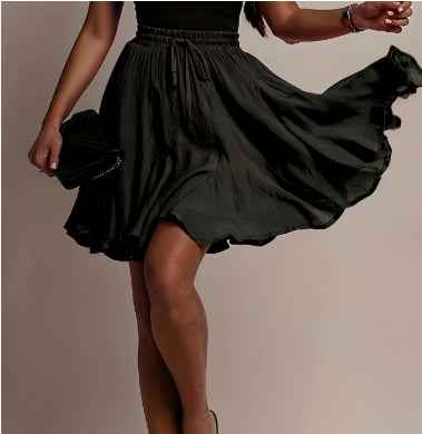 Solid-color High-waisted Skirt European And American Style