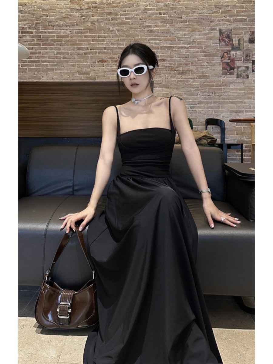 Artistic Retro Sleeveless High-Waist A-Line Slip Dress