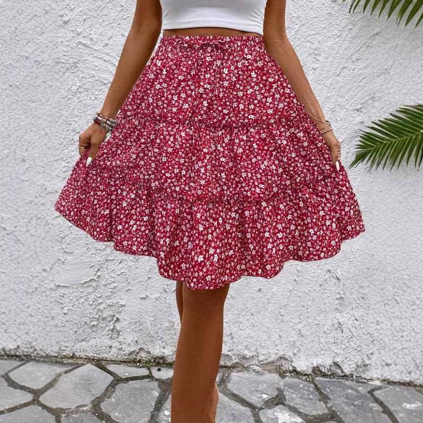 Floral A-Line Midi Skirt