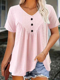 V-Neck Jacquard Button Top