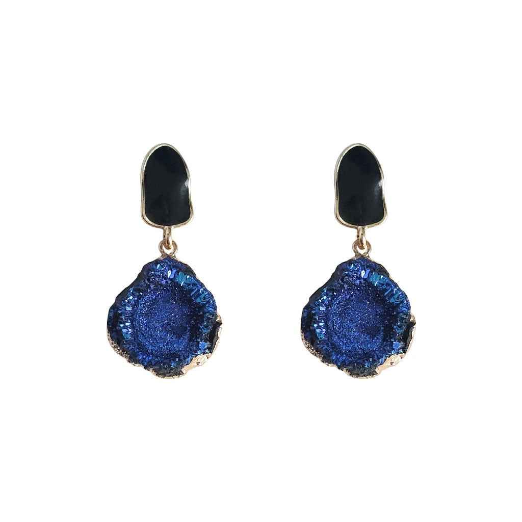 Irregular Klein Blue Enamel Earrings For Women Korean Style Niche Elegant Stud Earrings