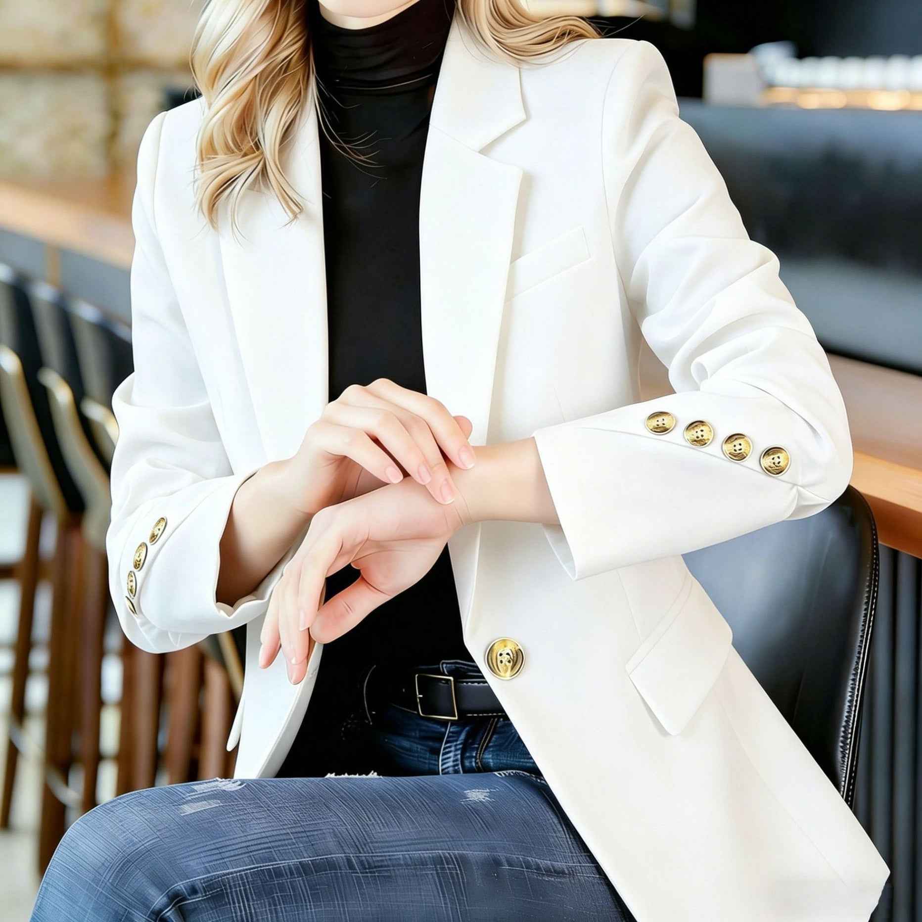 Women's Slim-Fit Long-Sleeve Blazer — Wrinkle-Resistant & Elegant