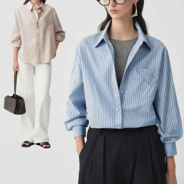 Yarn-Dyed Striped Cotton Shirt — Relaxed Fit, Cardigan Style