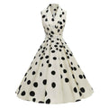 Polka Dot Halter-Neck High-Waist Flare Midi Dress with Tie-Up Detail