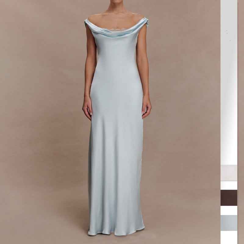 Elegant Lace Evening Dress With A Boat Neckline