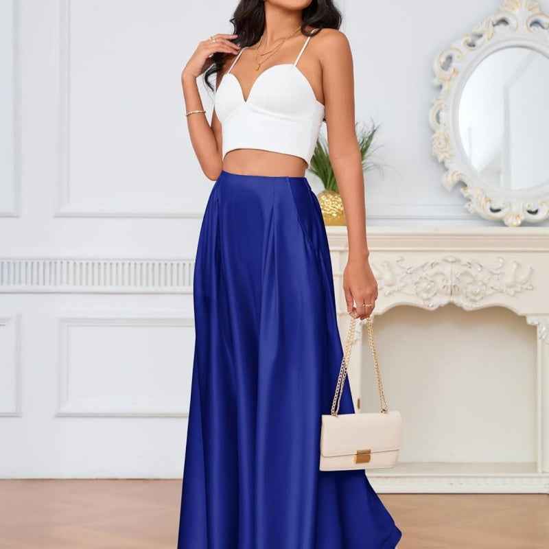 Satin A-Line Maxi Skirt – Elegant Long Skirt for Women