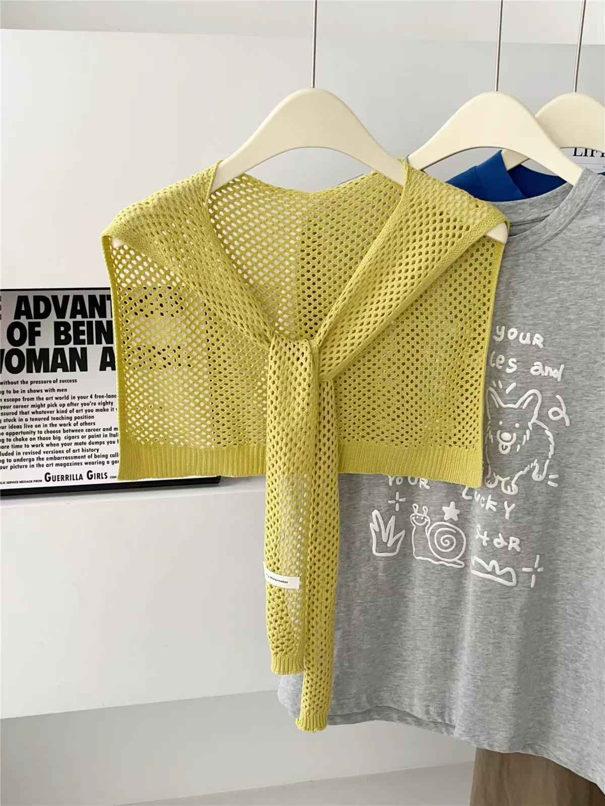 Hollow-out Lightweight Ice-silk Knitted Shawl