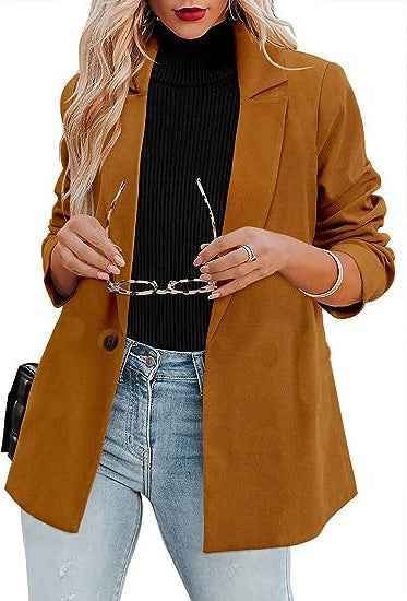 Slim-Fit Single-Breasted Blazer — Mid-Length
