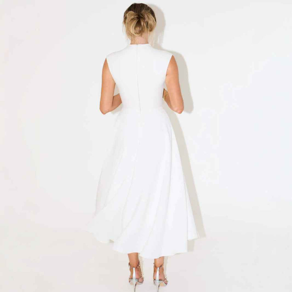 High-Waisted A-Line Patchwork Maxi Dress