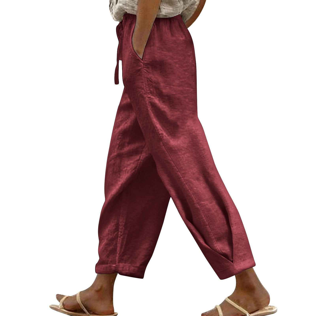 Women's High Waist Cotton-Linen Harem Pants