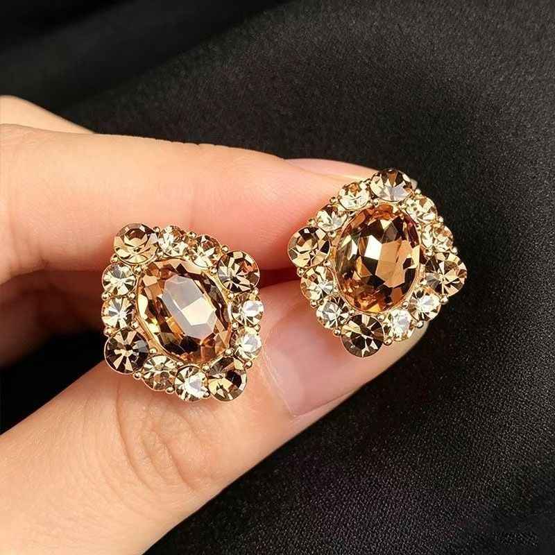 Black Geometric Rhombus Stud Earrings – Premium Textured Elegant Jewelry