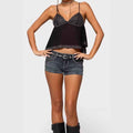 Sequin 3D-Effect Tie-Strap Slim-Fit Top