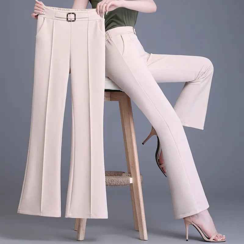 High-Waist Flared Wide-Leg Suit Pants