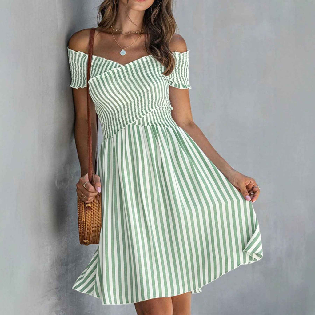 Suspender Strap Off-Shoulder Slim Midi Dress