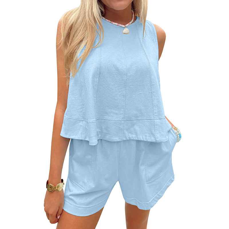 Sleeveless Tank & Cropped Pants Set – Cotton Summer Co-ord