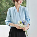 Pleated Chiffon Blouse – Loose Fit 3/4 Sleeve Top
