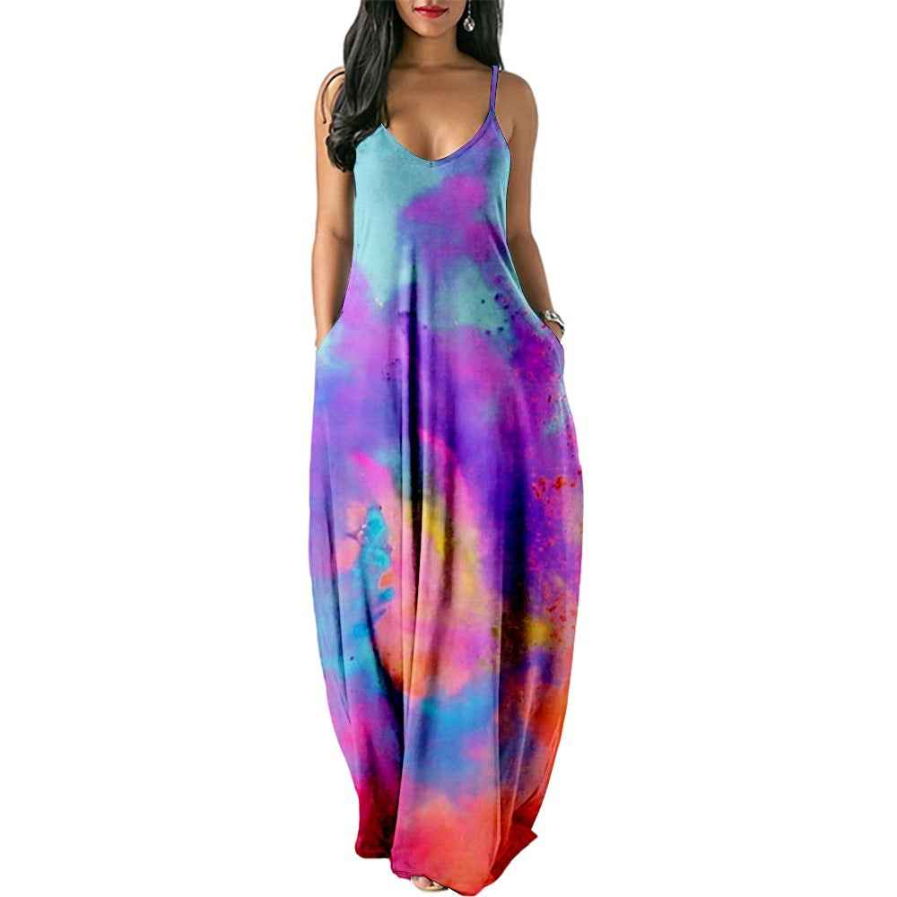 Women's Plus Size Printed Strap Dress
