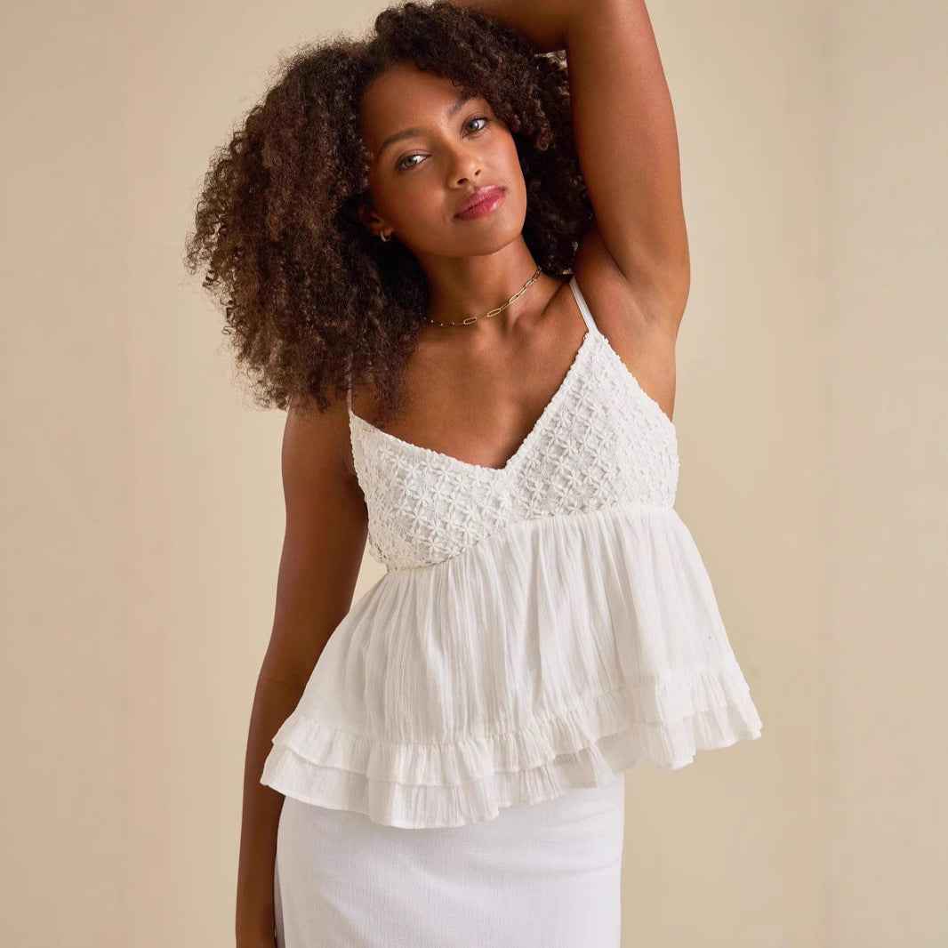 Women's Lace Panel Cami Top — Spaghetti Strap Cropped V-Neck